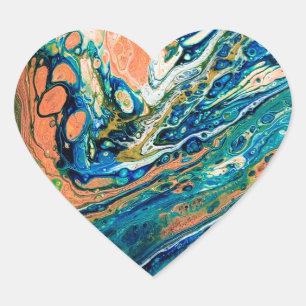 Adesivo Coração Coral N Blue Southwestern Beach Abstrato