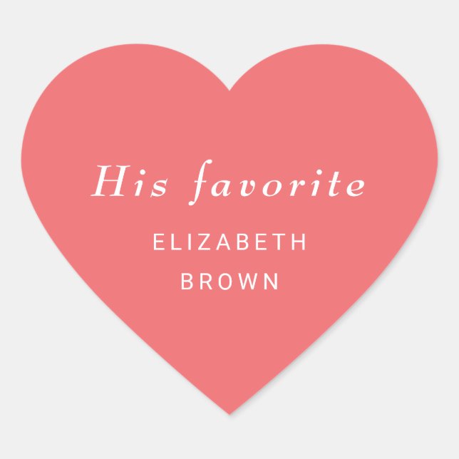 Adesivo Coração Coral Simples Sunset Elegante com Casamento Monogr (Frente)