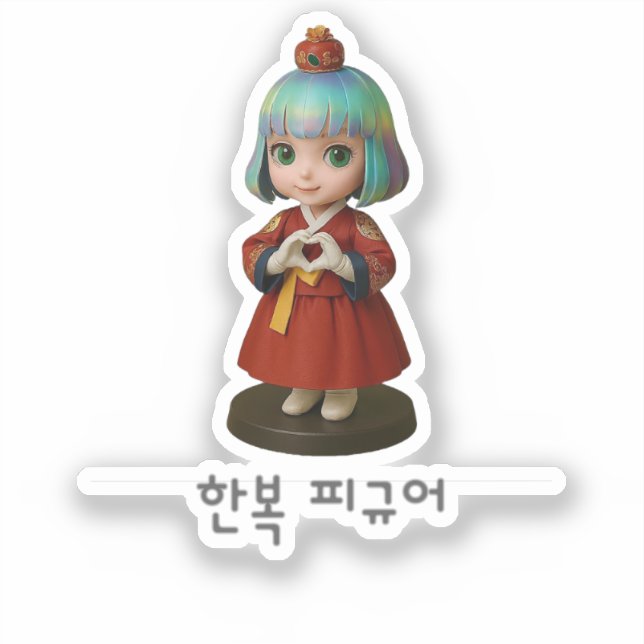 Adesivo Coração Coreana de Hanbok (Frente)
