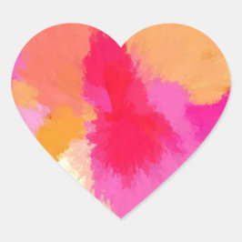 Adesivo Coração Cores d'água cor-de-rosa, laranja e amarelo