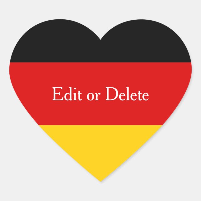 Adesivo Coração Cores de Sinalizador Alemão Vermelho Negro Dourado (Frente)