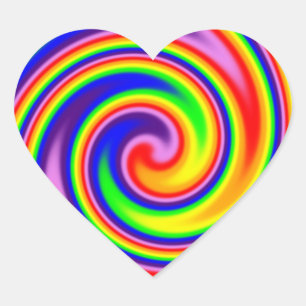 Adesivo Coração Cores do Arco-íris Retro Hippie Foco Suave Espiral