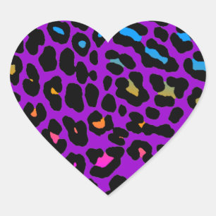 Adesivo Coração Corey Tiger 80s Manchas-Leopardo (Roxo)