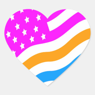 Adesivo Coração Corey Tiger 80s Neon American Flag