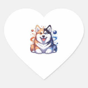 Adesivo Coração Corgi E Rouco No Espaço Yin E Yang Essenciais T-
