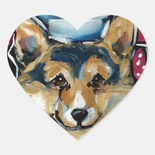 Adesivo Coração Corgi Galês Cardigan