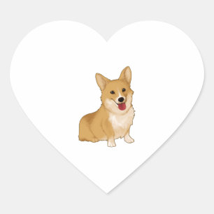 Adesivo Coração Corgi sorridente