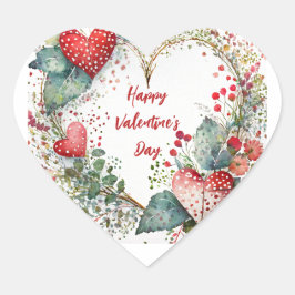 Adesivo Coração Coroa de coração de valentine floral country perso