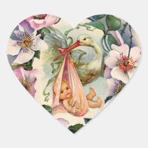 ADESIVO CORAÇÃO COROA DO CHÁ DE FRALDAS DA MENINA DA CEGONHA COM