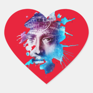 Adesivo Coração Coroa Thorn Jesus Cristo Paixão Abstrato