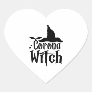 Adesivo Coração Corona Witch Halloween , Dia de as Bruxas engraçad