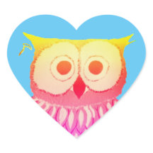 Coruja Diversa Blue Heart Sticker