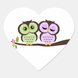 Adesivo Coração Corujas bonitas