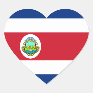 Adesivo Coração Costa Rica - Bandeira Nacional da Costa Rica