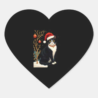 Adesivo Coração Cottagecore Tuxedo Cat Funny Xmas Aesthetic Santa 