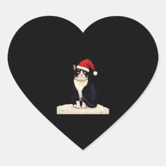 Adesivo Coração Cottagecore Tuxedo Cat Funny Xmas Aesthetic Santa
