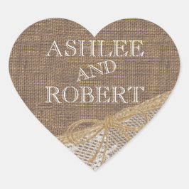 Adesivo Coração Country Burlap e Twine