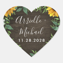 Adesivo Coração Country Sunflower Daisy Wedy Stickers
