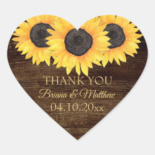Adesivo Coração Country Sunflower on Wood Weding Hearker Sticker