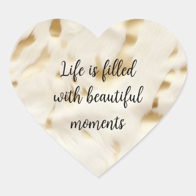 Adesivo Coração Couro de Vaca Branco Dourado Sudoeste Ocidental  (Frente)