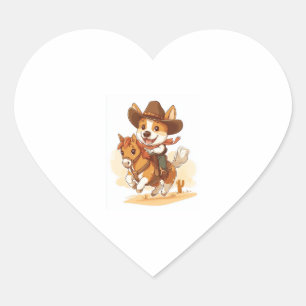 Adesivo Coração Cowboy Corgi � Cão Rodeo Ocidental