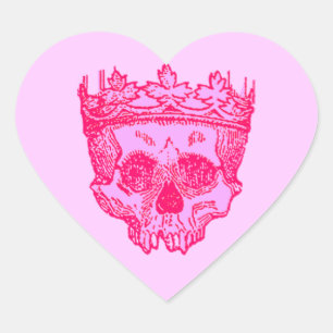 Adesivo Coração Crânio coroado vintage