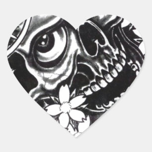 Adesivo Coração Crânio de tatuagem