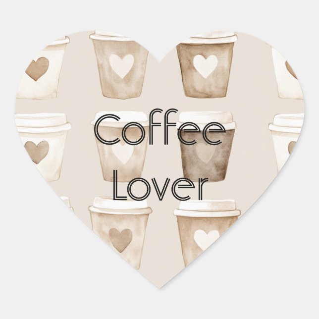 Adesivo Coração Cream Coffee Heart Cups   (Frente)