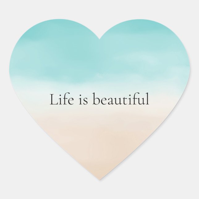 Adesivo Coração Cream Peach Aqua Ombre (Frente)