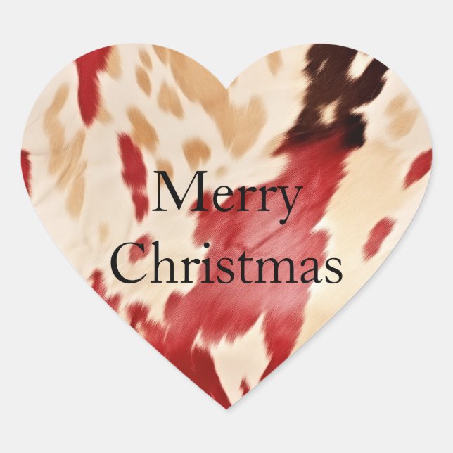 Adesivo Coração Cream Red Western Cowhide Personalizado Name (Frente)