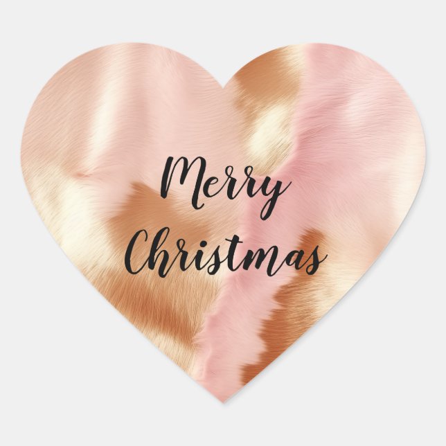 Adesivo Coração Cream Rosa Tan Southwest Cowgirl Cowhide (Frente)