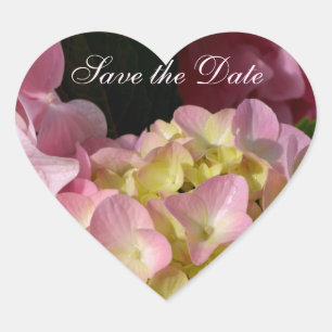 Adesivo Coração Creme cor-de-rosa Hydrangeas amarelas cor-de-rosa