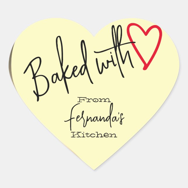 Adesivo Coração Creme Feito Com Amor Baking Da Cozinha De (Frente)