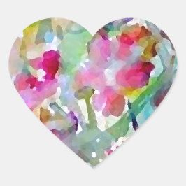 Adesivo Coração CricketDiane Flower Garden Watercolor Abstrato
