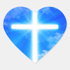Adesivo Coração Cristão Personalizável da Cruz de Jesus Cristo Cla