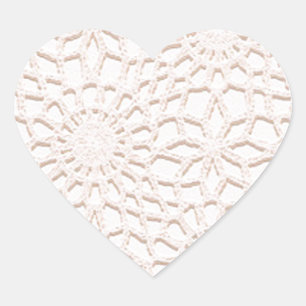 Adesivo Coração Crochet Rosa