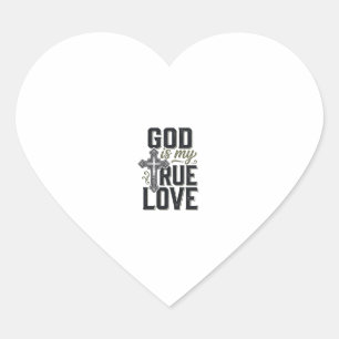 Adesivo Coração Cruz Cristã Deus É Meu Verdadeiro Amor Vetor