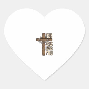 Adesivo Coração Cruz de Bruh Jesus Te Ama Vetor Cristão Vintage