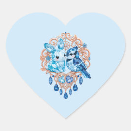Adesivo Coração Crystal Blue Bunny and Blue Jay Heart