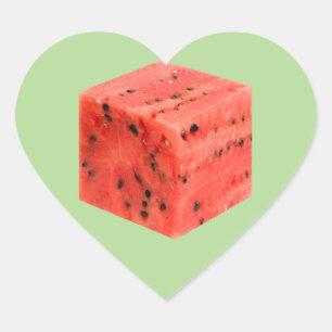 Adesivo Coração Cubo vermelho doce fresco original da comida da