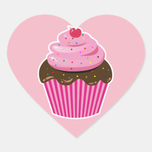 Adesivo Coração Cupcake