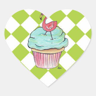 Adesivo Coração Cupcake Flamingo