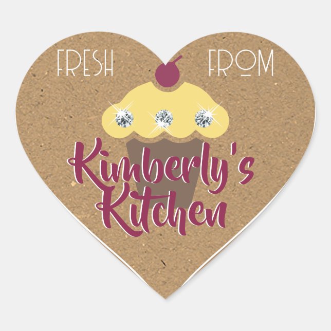 Adesivo Coração Cupcake Rinestone Castanho-Grito-Glitter (Frente)