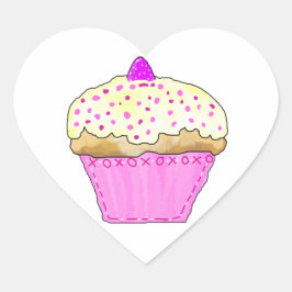Adesivo Coração Cupcakes