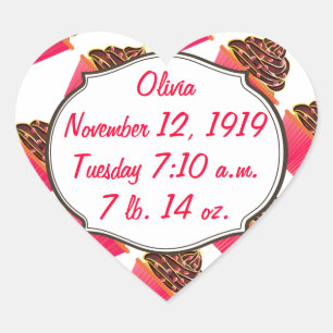 Adesivo Coração Cupcakes