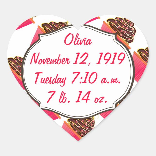 Adesivo Coração Cupcakes (Frente)