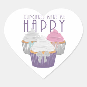 Adesivo Coração Cupcakes me fazem feliz