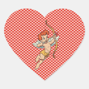 Adesivo Coração Cupido do dia dos namorados vintage/retro