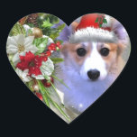 Adesivo Coração Cuppy de Natal em Quadro Branco<br><div class="desc">Adorável design de Corgi de Natal. Criado por www.zazzle.com/CorgiGifts*</div>
