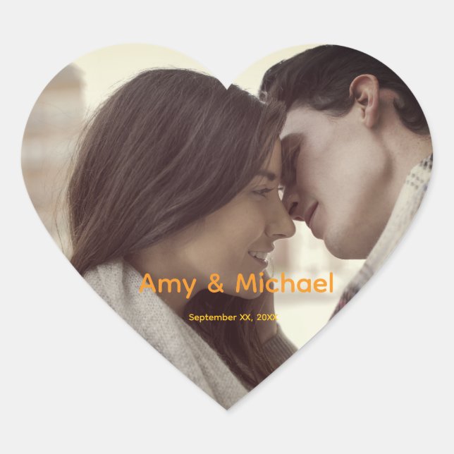 Adesivo Coração Custom Wedding Photo Sticker -Thank You Favor Gift (Frente)